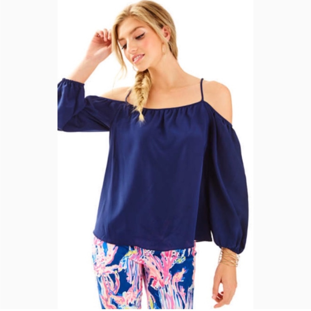 LILLY PULITZER | candice navy off the shoulder top